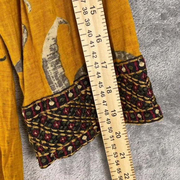 Soft Surroundings Etana Floral Tunic Top Womens XL Yellow Emboidered Art to wear - Picture 7 of 8